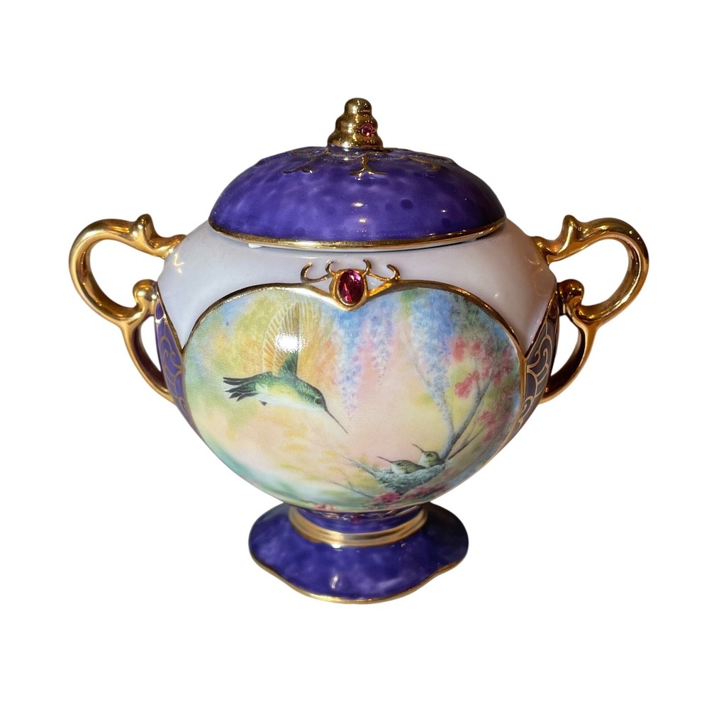 Ardleigh Elliott Garden Whispers Hummingbird Porcelain Music Box Ode to Joy 2000